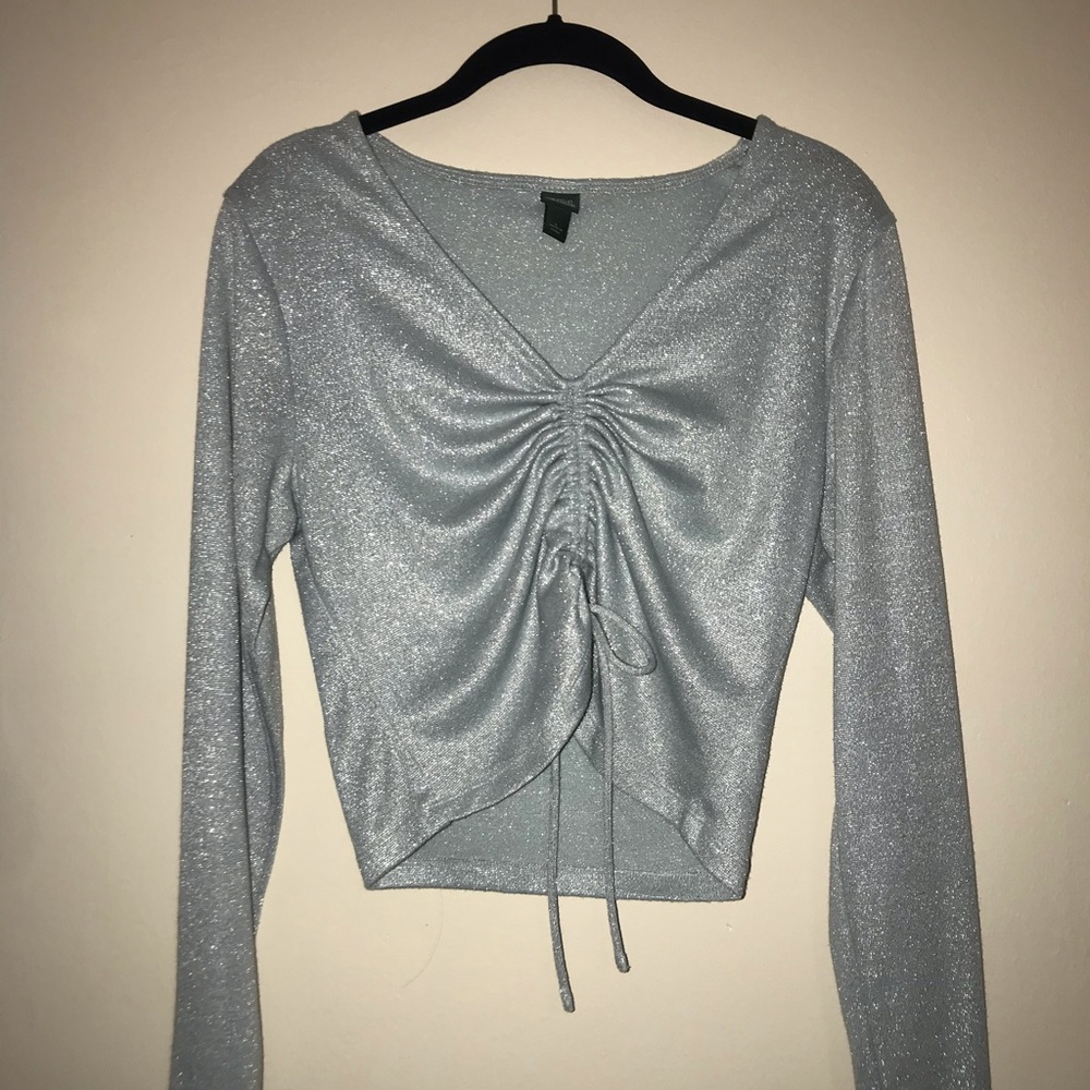 Teal Sparkly tie crop top Wild Fable/Target